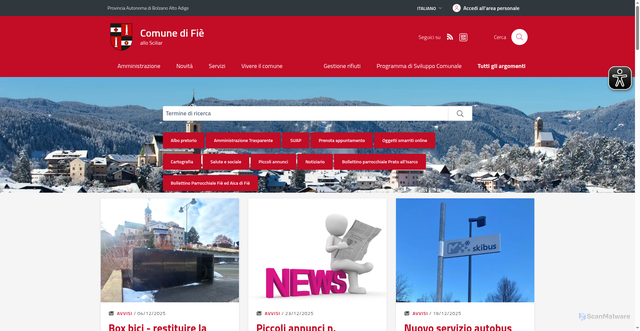 Security scan screenshot of https://www.comune.fie.bz.it/it