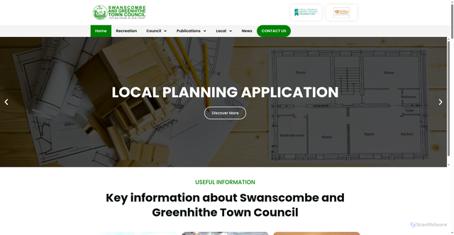 Security scan screenshot of https://swanscombeandgreenhithetowncouncil.gov.uk/