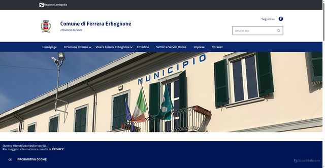 Security scan screenshot of https://www.comune.ferreraerbognone.pv.it/hh/index.php