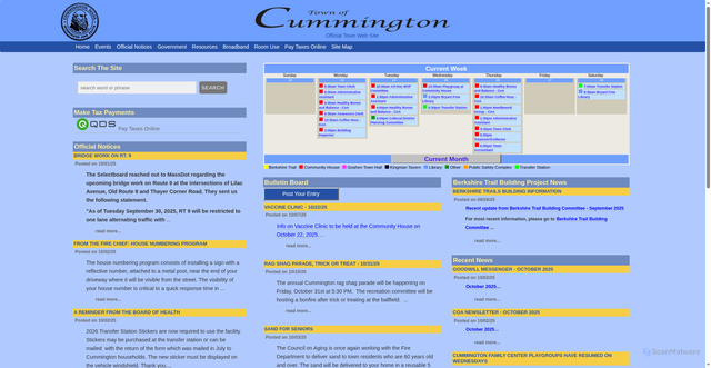 Security scan screenshot of https://cummington-ma.gov/