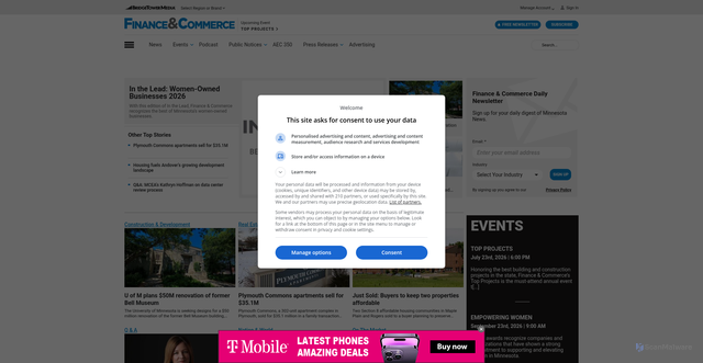 Security scan screenshot of https://finance-commerce.com