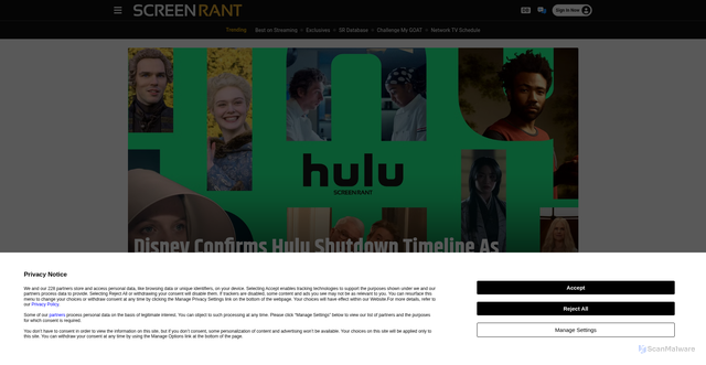 Security scan screenshot of https://screenrant.com/hulu-shutdown-disney-plus-replacement-star-timeline-window/