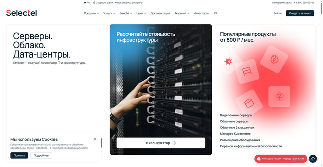 Security scan screenshot of https://selectel.ru