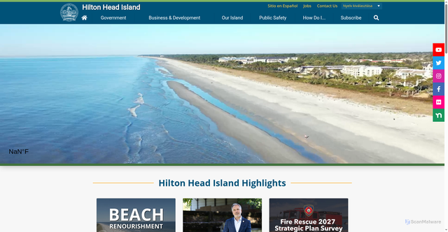 Security scan screenshot of https://hiltonheadislandsc.gov/