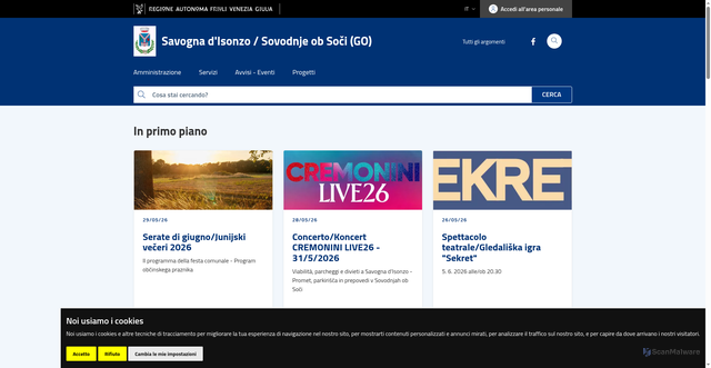Security scan screenshot of https://www.comune.savogna.go.it