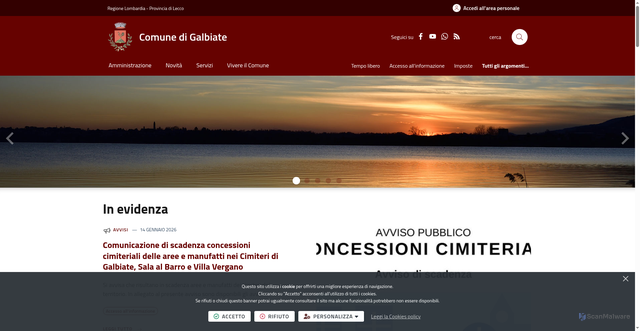 Security scan screenshot of https://www.comune.galbiate.lc.it