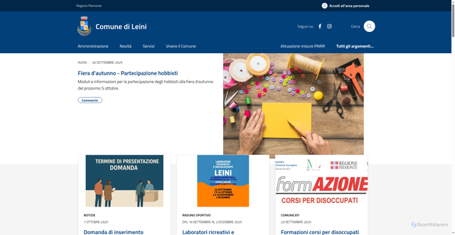 Security scan screenshot of https://www.comune.leini.to.it/