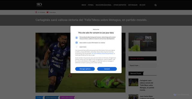 Security scan screenshot of https://www.sensaciondeportiva.com/cartagines-saco-valiosa-victoria-del-fellomeza-sobre-motagua-en-partido-movido/
