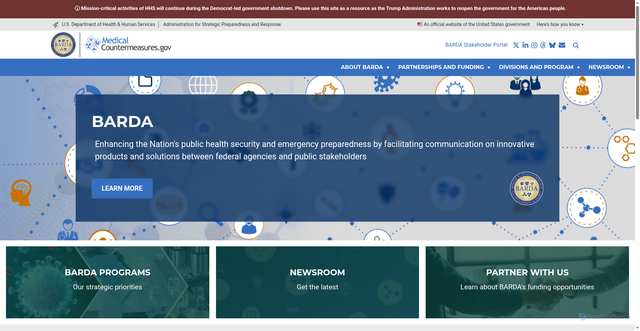 Security scan screenshot of https://medicalcountermeasures.gov/