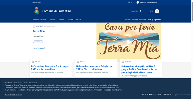 Security scan screenshot of https://www.comune.carlantino.fg.it./
