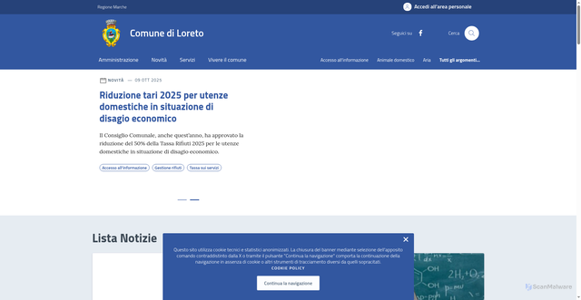 Security scan screenshot of https://comune.loreto.an.it/