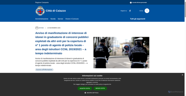 Security scan screenshot of https://comune.caiazzo.ce.it/it