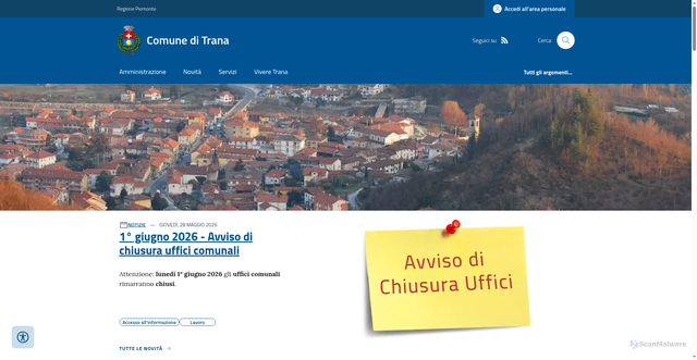 Security scan screenshot of https://www.comune.trana.to.it