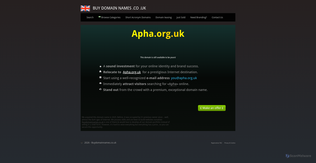 Security scan screenshot of http://parked.apha.org.uk