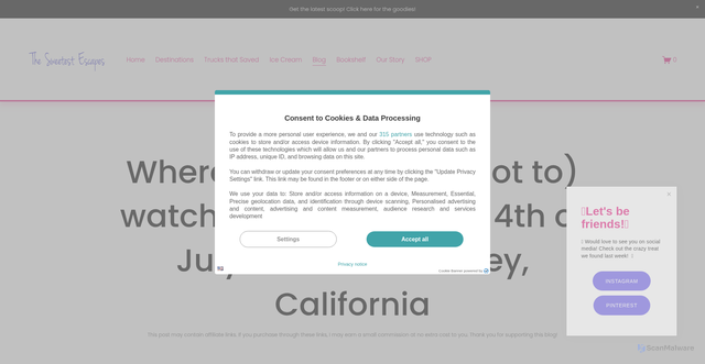 Security scan screenshot of https://www.thesweetestescapes.com/blog/marina-del-rey-fireworks