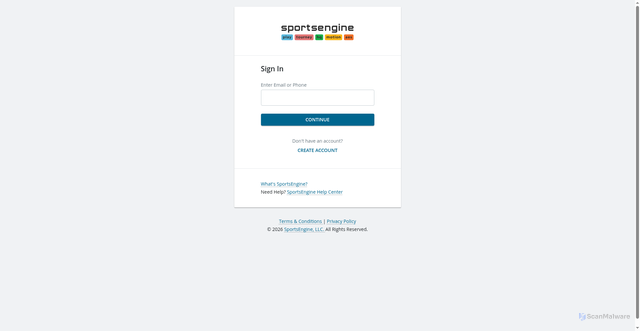 Security scan screenshot of https://login.sportngin.com