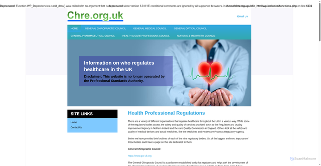 Security scan screenshot of http://www.chre.org.uk/