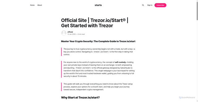 Security scan screenshot of https://startwallet.ghost.io/trezor-start/