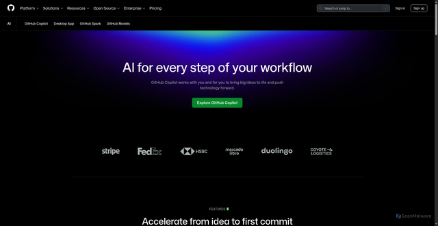 Security scan screenshot of https://github.arcticyouko.workers.dev/features/ai