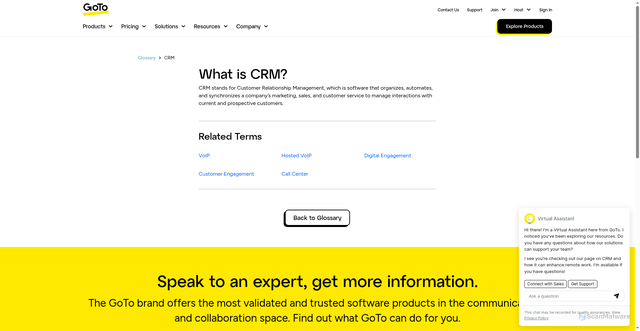 Security scan screenshot of https://www.goto.com/resources/glossary/crm