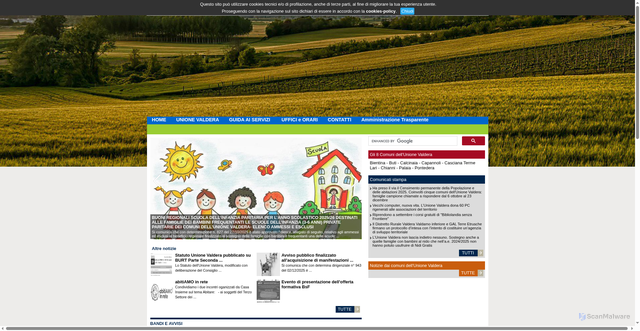 Security scan screenshot of https://www.unione.valdera.pi.it/homepage