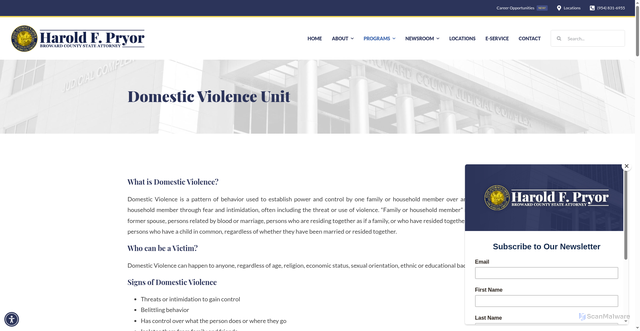 Security scan screenshot of https://browardsao.com/domestic-violence-unit/