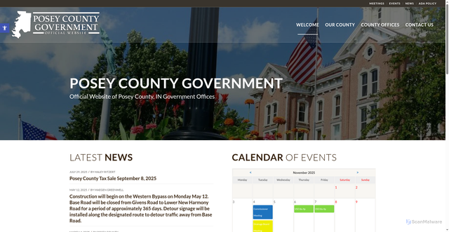 Security scan screenshot of https://www.poseycountyin.gov/