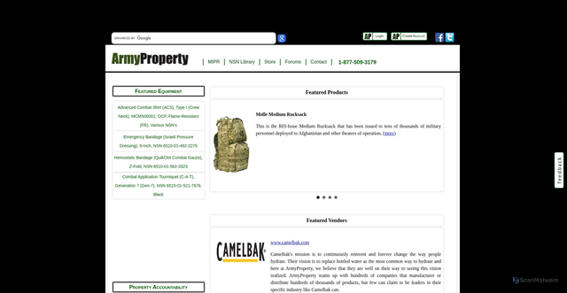 Security scan screenshot of https://armyproperty.com