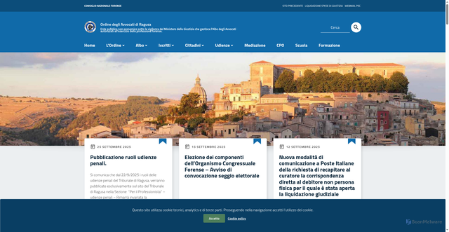 Security scan screenshot of https://www.ordineavvocatiragusa.it/