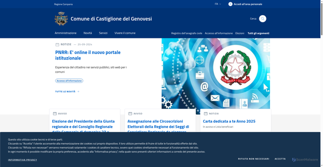 Security scan screenshot of https://www.comune.castiglionedelgenovesi.sa.it/