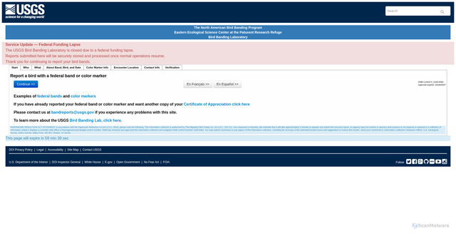 Security scan screenshot of https://reportband.gov/
