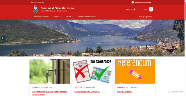Security scan screenshot of https://www.comune.sale-marasino.bs.it