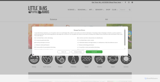 Security scan screenshot of https://littlebinsforlittlehands.com