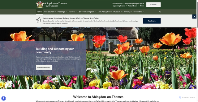 Security scan screenshot of http://www.abingdon.gov.uk/