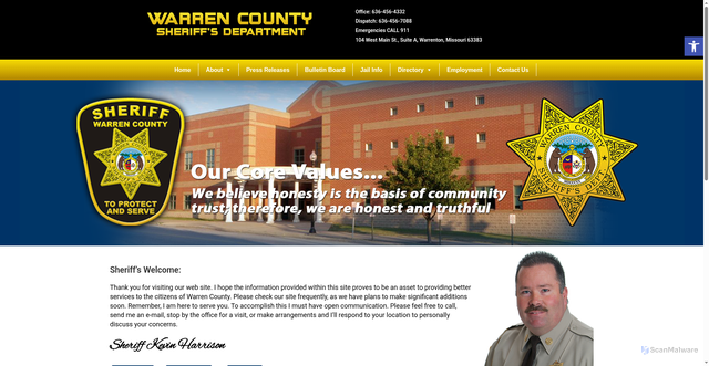 Security scan screenshot of https://warrencomosheriff.gov/