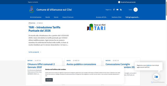 Security scan screenshot of https://www.comune.villanuova-sul-clisi.bs.it/