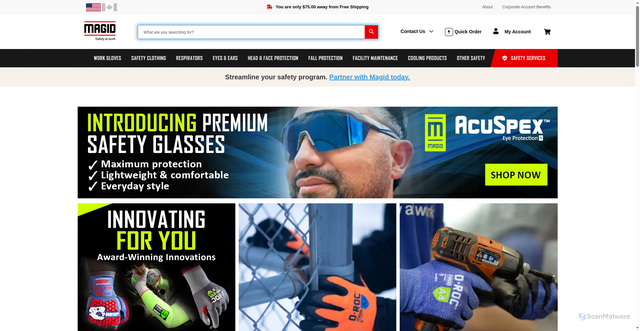 Security scan screenshot of https://www.magidglove.com