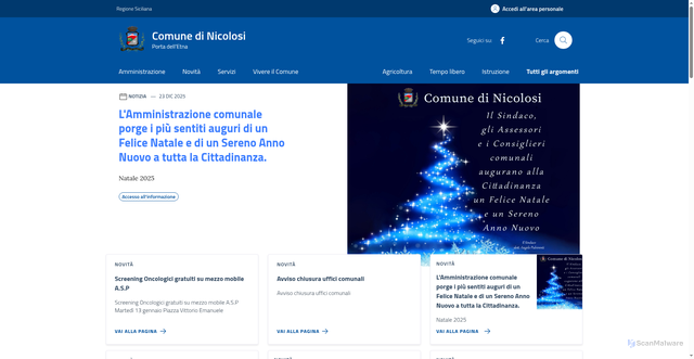 Security scan screenshot of https://www.comune.nicolosi.ct.it/