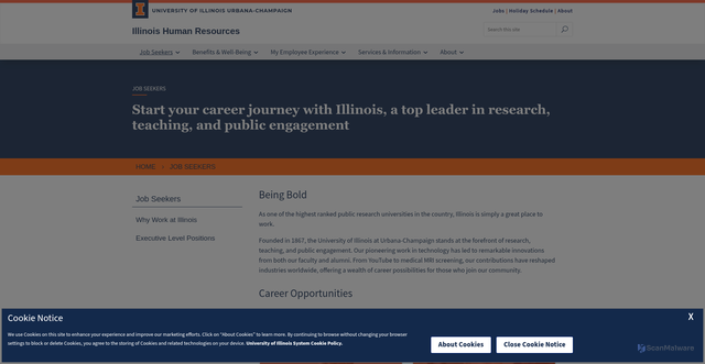 Security scan screenshot of https://humanresources.illinois.edu/job-seekers/