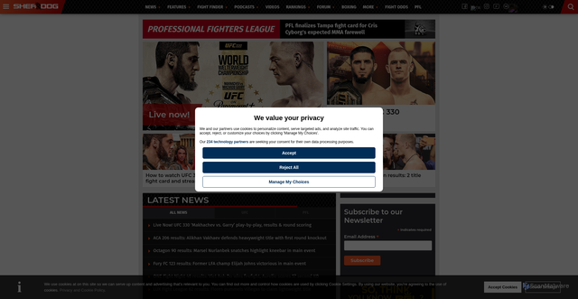 Security scan screenshot of https://sherdog.com