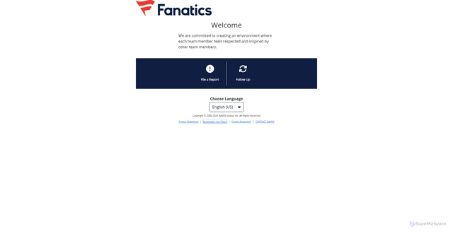 Security scan screenshot of https://fanatics.navexone.com
