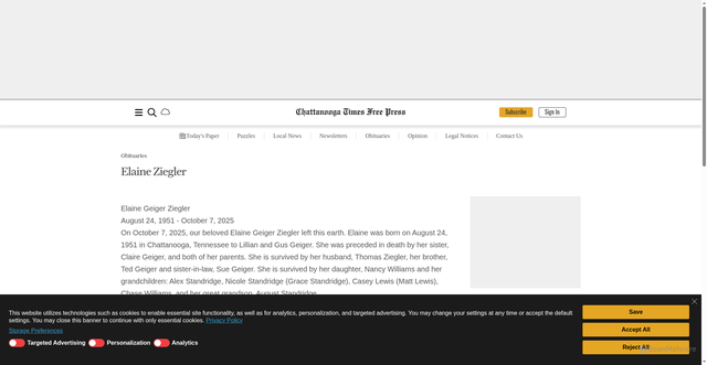 Security scan screenshot of https://www.timesfreepress.com/obituaries/2025/oct/10/elaine-ziegler-546645/