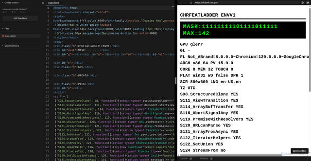 Security scan screenshot of https://codesandbox.io/embed/9kdxwf