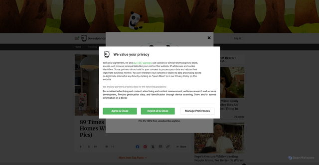 Security scan screenshot of https://boredpanda.com