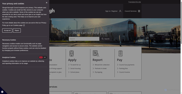 Security scan screenshot of https://www.slough.gov.uk/