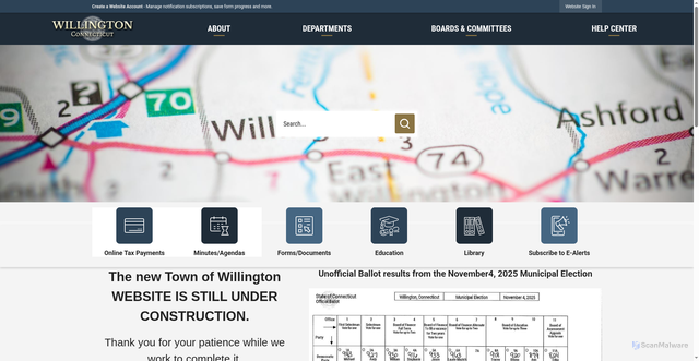 Security scan screenshot of https://www.willingtonct.gov/