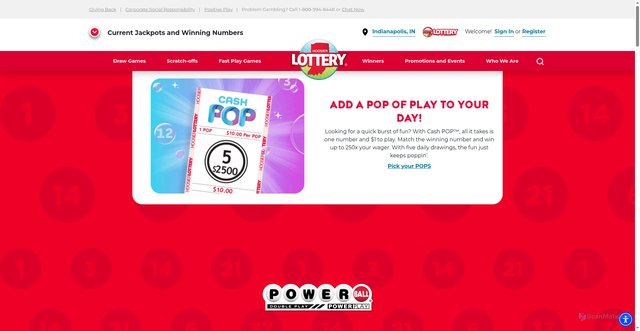 Security scan screenshot of https://hoosierlottery.com/games/draw/powerball