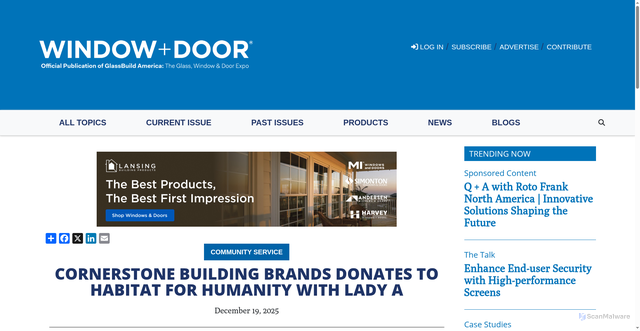 Security scan screenshot of https://www.windowanddoor.com/news/cornerstone-building-brands-donates-habitat-humanity-lady