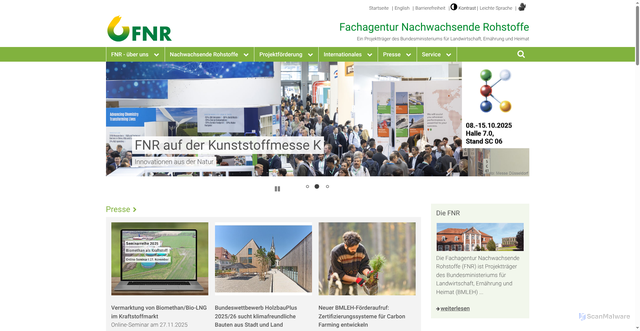 Security scan screenshot of https://www.fnr.de/