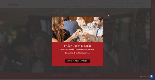 Security scan screenshot of https://www.arnaudsrestaurant.com/